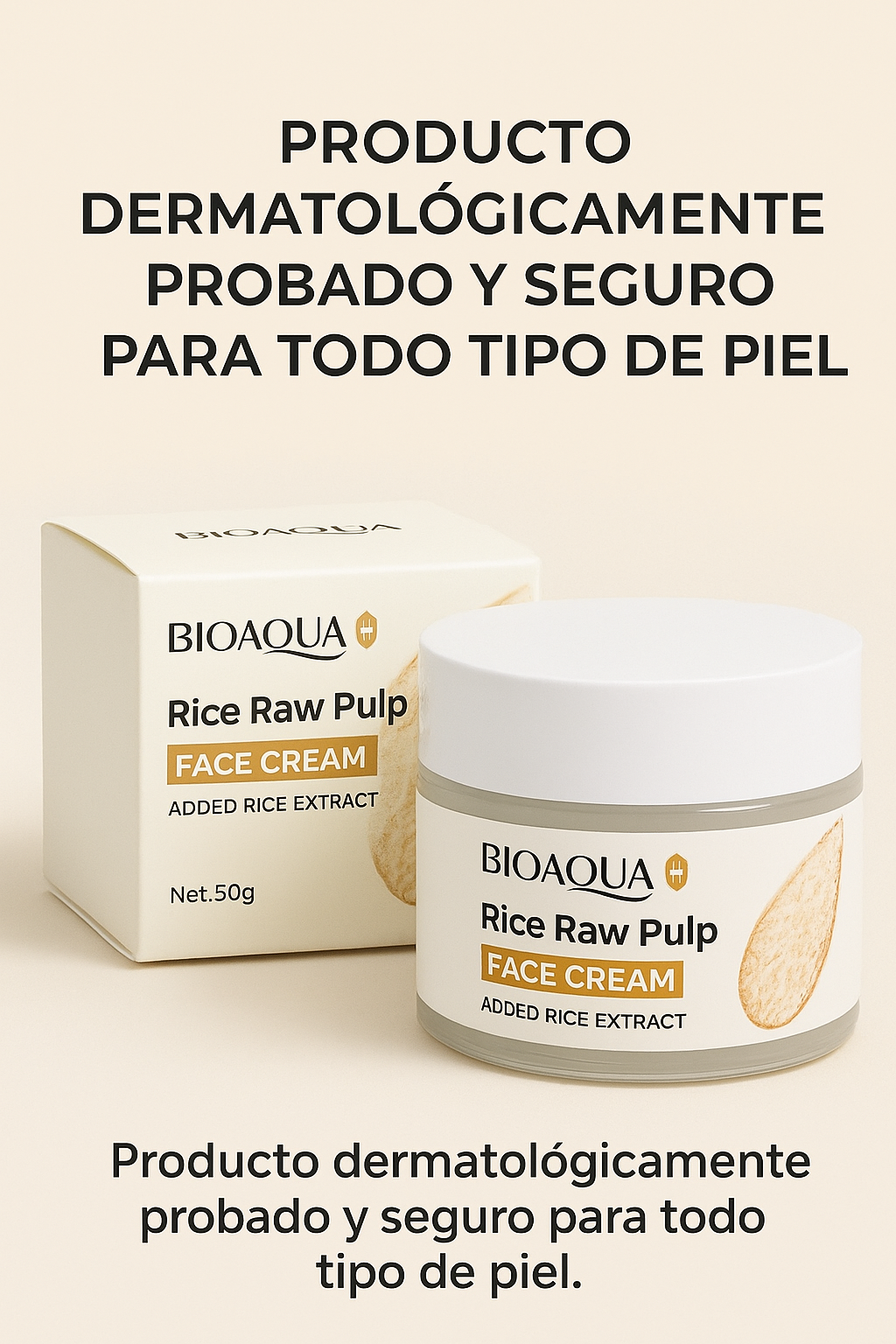 Crema Hidratante de Arroz BIOAQUA™ | Tu piel merece nutrición natural.