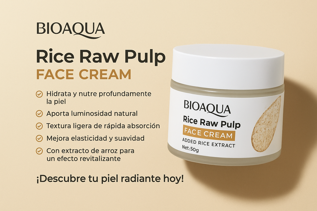 Crema Hidratante de Arroz BIOAQUA™ | Tu piel merece nutrición natural.